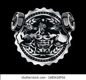 Gorilla Bodybuilding Muscles Gym Workout Beast Fitness Vector