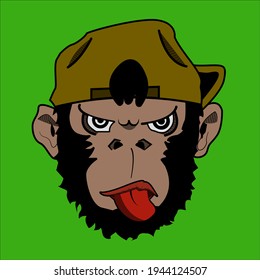 gorilla boy sticks out its tongue