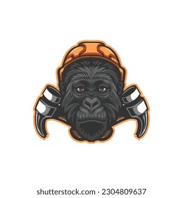 Gorila Builder mascota de construcción logotipo de mascota de diseño vector