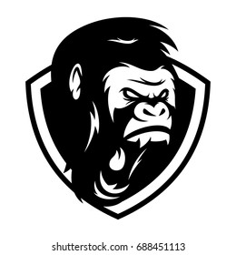 gorilla - bw vector logo / mascot