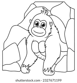 gorilla came out of the cave line art