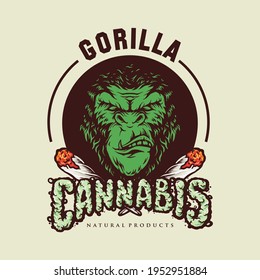 Gorilla Cannabis Logo illustrations for your work Logo, mascot merchandise t-shirt, stickers and Label designs, poster, greeting cards advertising business company or brands.
