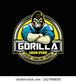 gorilla cartoon character with martial arts kimono logo template