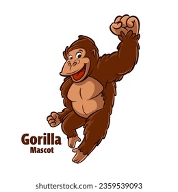 gorilla cartoon cute character logo illustration for sports company