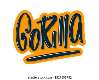 Gorilla cartoon lettering text. Vector illustration for print and advertising