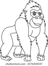 Gorilla cartoon line art for coloring book pages