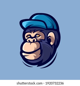 Gorilla cartoon mascot logo illustration	