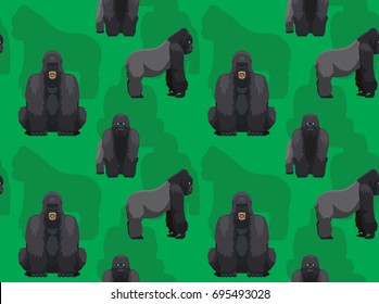 Gorilla Cartoon Seamless Wallpaper