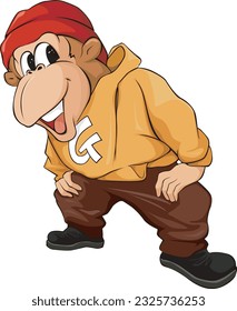 Gorilla character in beanie, personified gorilla character