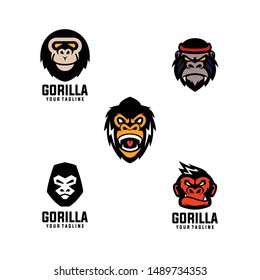 Gorilla Character Mascot Logo Design Vector