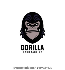 Gorilla Character Mascot Logo Design Vector