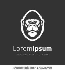 Gorilla character mascot on a dark background, king kong logo design.