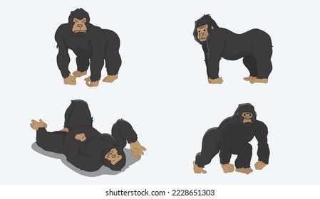 Gorilla character set vector illustration