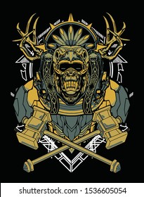 gorilla chief apache with sacred geometry background