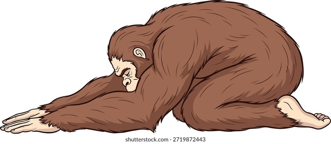 Ilustración de yoga de estiramiento de pose de niño gorila