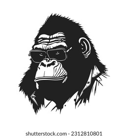 A gorilla with a classic formal wear style and glasses