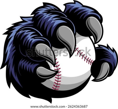 Gorilla Claw Holding Baseball – Vector Hand Drawn Illustration Isolated On Transparent Background