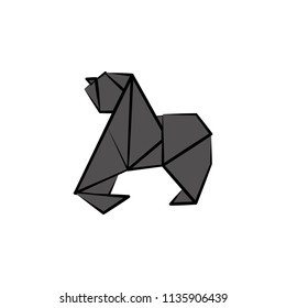 gorilla colored origami style icon. Element of animals icon. Made of paper in origami technique vector Illustration gorilla icon can be used for web and mobile on white background