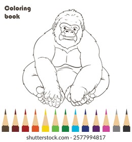 gorilla coloring book design illustration 