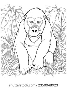 gorilla coloring page for adults