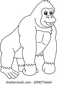 Gorilla Coloring Page Isolated for Kids