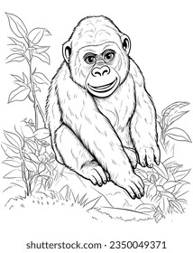 Gorilla coloring page line art