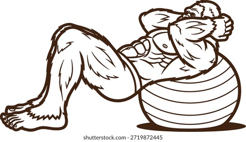 Ilustración de bola de estabilidad de ejercicio de núcleo de gorila