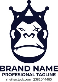 Gorilla with Crown Logo Vector