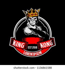 gorilla with a crown vector  template