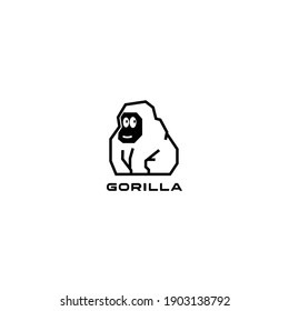 Gorilla cute geometric logo icon sign symbol design concept. Vector illustration Isolated object on background