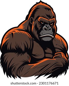 A Gorilla Cute Vector, Animal, Cartoon