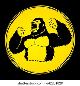 Gorilla designed on moonlight background graphic vector