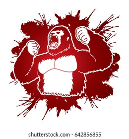 Gorilla designed on splatter blood background graphic vector