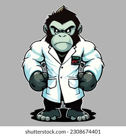 gorilla doctor mascot illustration vector art