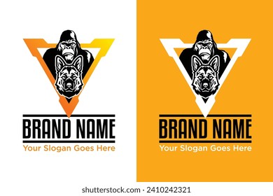 gorilla dog triangle illustration vector logo design
