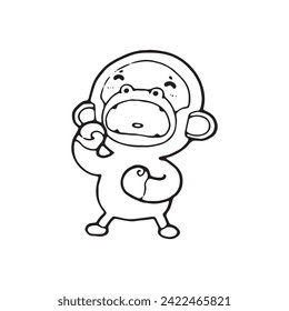 gorilla doodle vector illustration isolated on white background