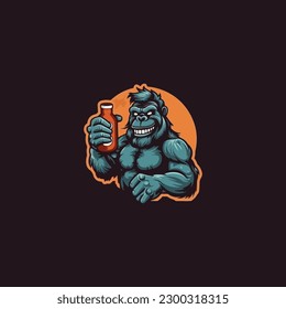 Gorilla drink supplement with big muscle illustration. fitness company logo