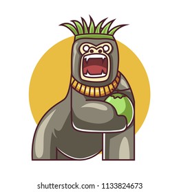 Gorilla eat coconut