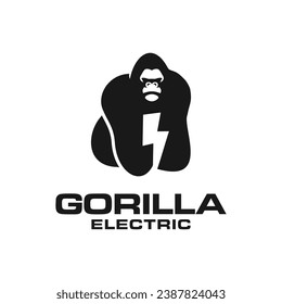 Gorilla electric Logo Negative Space Concept Vector Template