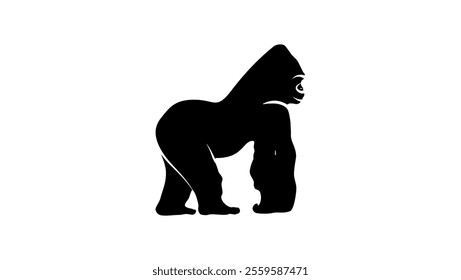 gorilla emblem, black isolated silhouette