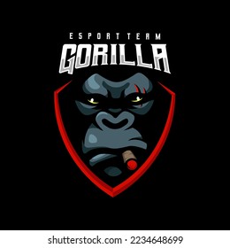 Gorilla esport logo design illustration vector