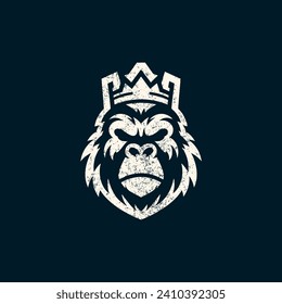 Gorilla esport logo design illustration vector with grunge t exture