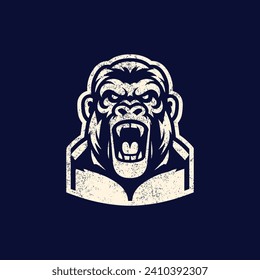 Gorilla esport logo design illustration vector with grunge t exture