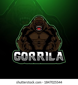 Gorilla esport mascot logo desain