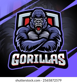 Gorilla esport mascot logo design