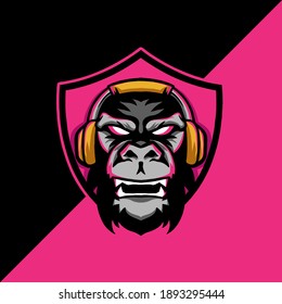 gorilla esport mascot logo illustration for your merchandise or business