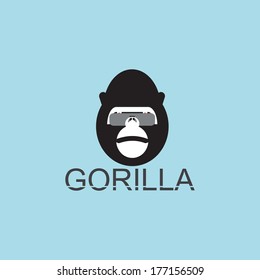 Gorilla in eyeglasses on blue background