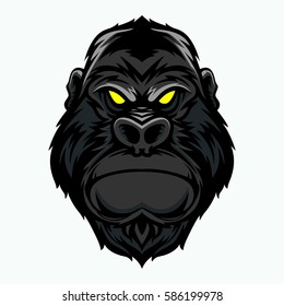 gorilla face angry head logo with color