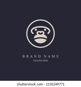 gorilla face circle logo template design for brand or company and other