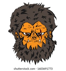 Gorilla face with color vector, without background.